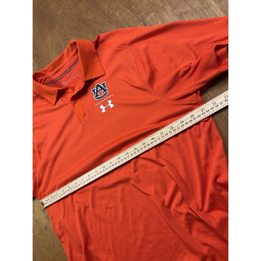 Auburn University Under Armour L Polo Shirt Tigers Loose Fit Orange Heat Gear - Picture 7 of 8